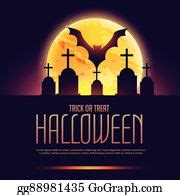 900+ Creepy Halloween Background With Grave And Bat Clip Art | Royalty Free - GoGraph