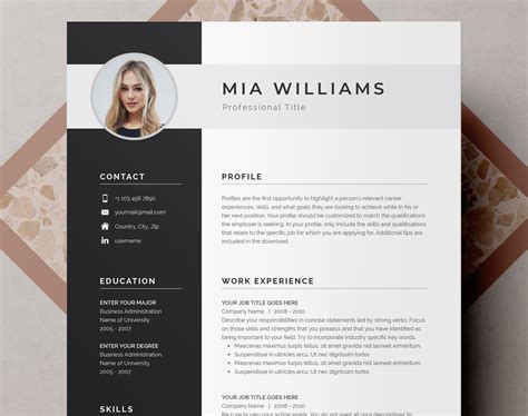 Resume Template Resume Template Word Resume with Photo | Etsy