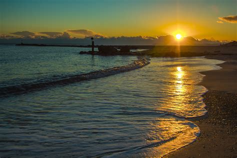 Gambar : pantai, lautan, horison, matahari terbit, matahari terbenam ...