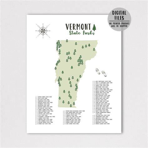 Vermont State Parks Map Print-vermont State Parks - Etsy