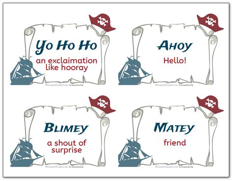 Talk Like a Pirate - Printable Flash Cards