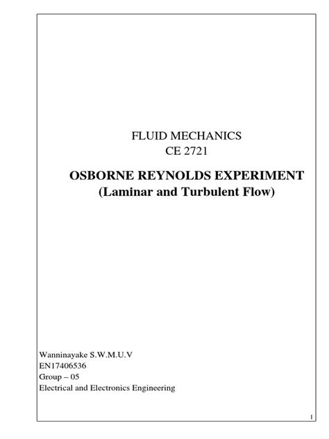 Osborne Reynolds Experiment (Laminar and Turbulent Flow): Fluid ...