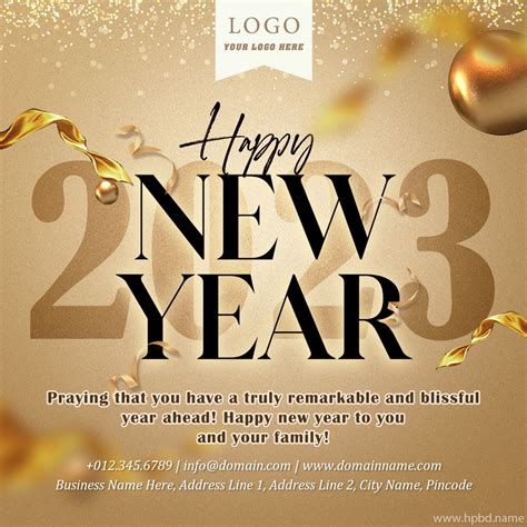 Luxury Golden Happy New Year 2023 Wishes With Company Logo | New year ...