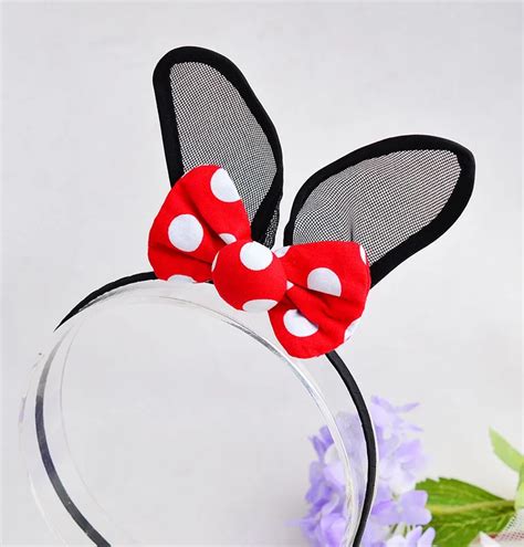 Fashion Hair Accessories Cute Rabbit Ears Hairbands Dot Print Bowknot Hairsticks Black Bunny ...