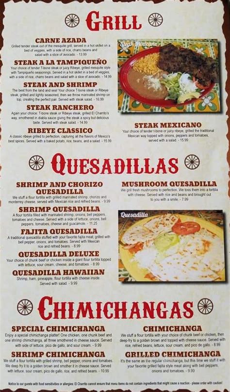 Menu of El Charrito in Water Valley, MS 38965