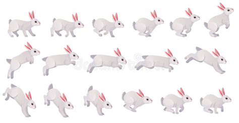 Rabbit Animation. Bunny Jump or Animated Running Motion Cycle for 2d ...