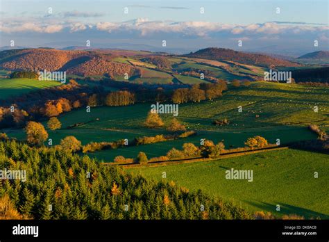 South Shropshire countryside from Bury Ditches iron age hill fort Stock ...