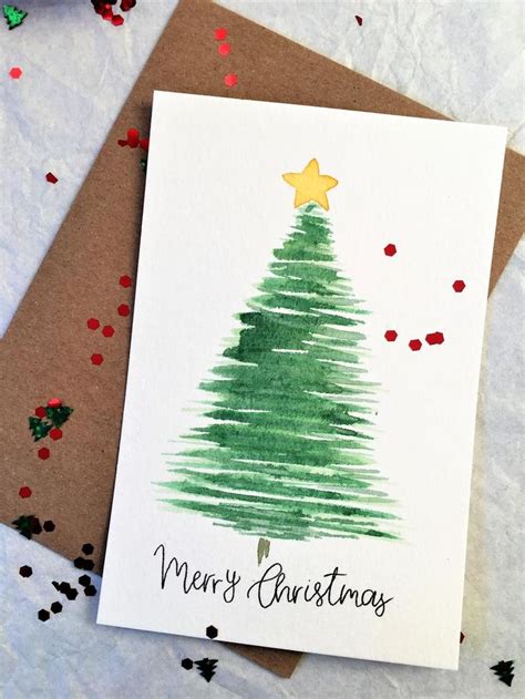 Set of 5 Cards Merry Christmas Greeting Card Handmade Card | Etsy ...