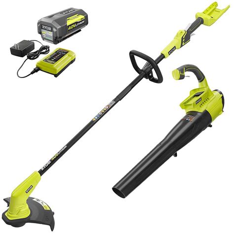 RYOBI 40-Volt Cordless Lithium-Ion String Trimmer and Jet Fan Blower Combo Kit (2-Tool) - 4.0 Ah ...