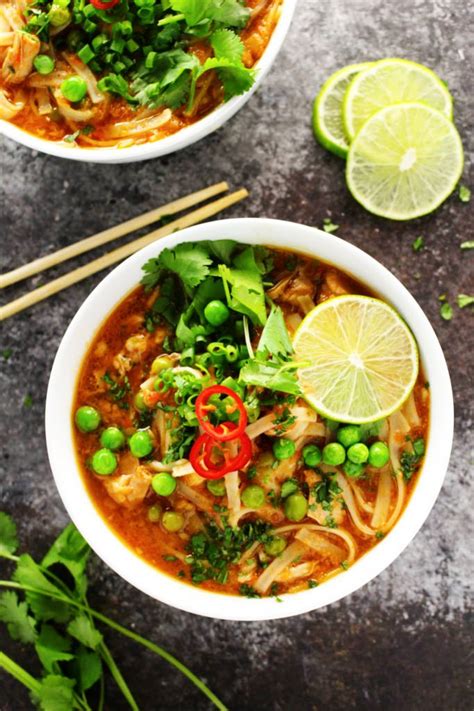 Easy Slow Cooker Thai Chicken Noodle Soup | Platings & Pairings