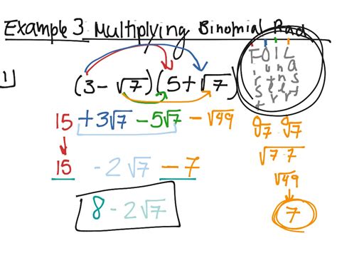 6.3: Binomial Radical Expressions - Adding, Subtracting, and Multiplying | Algebra 2 | ShowMe