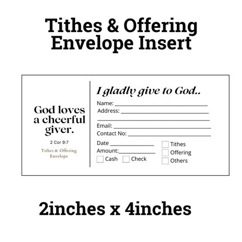 Tithes and Offering Envelope Insert Canva Editable Template Customizable Template Tithes Form ...