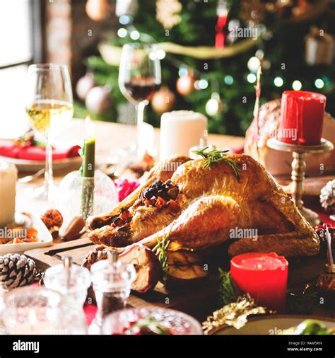 Christmas Family Dinner Table Concept Stock Photo - Alamy