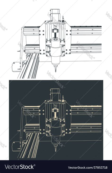 Cnc machine for 3d carving drawings Royalty Free Vector