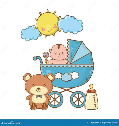 Cute baby shower cartoon stock vector. Illustration of childhood - 145895599