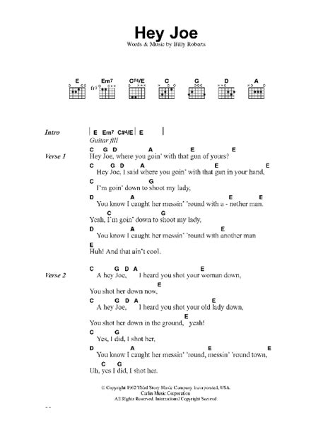 Hey Joe by Jimi Hendrix - Guitar Chords/Lyrics - Guitar Instructor