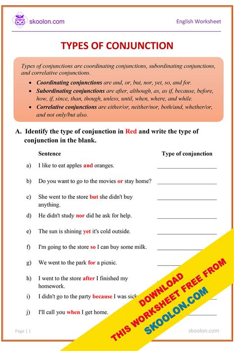 Englishlinx.com | Conjunctions Worksheets - Worksheets Library