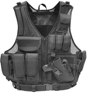 Amazon.com : Tactical Airsoft Vest w/Pistol Holster : Air Soft Vest ...