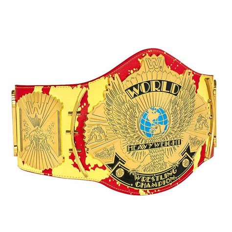 HULK HOGAN HULKAMANIA SIGNATURE SERIES WINGED EAGLE WRESTLING CHAMPIONSHIP BELT RED LEATHER STRAP