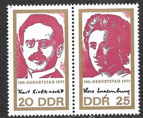 EAST GERMANY DDR 1971 Spartacist Movement Leaders Se-tenant Pair Sc ...