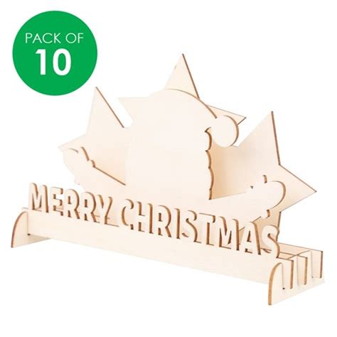 Wooden Merry Christmas Plaques - Pack of 10 - CleverPatch | CleverPatch - Art & Craft Supplies