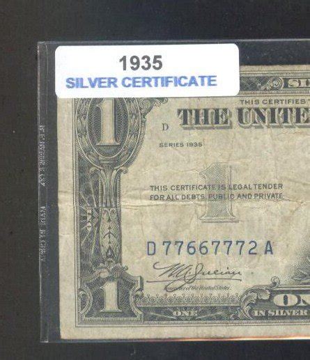 1935 = $1.00 = SILVER certificate = D77667772A