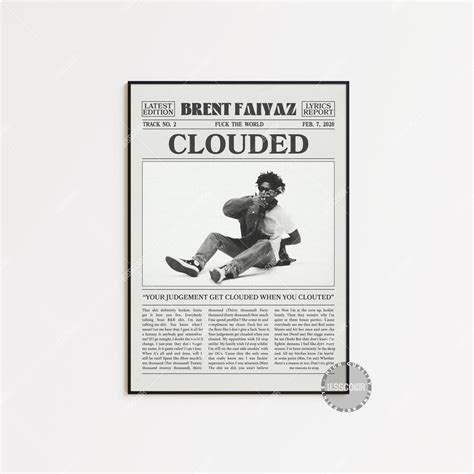 Brent Faiyaz Newspaper Print Clouded Poster Clouded Lyrics - Etsy