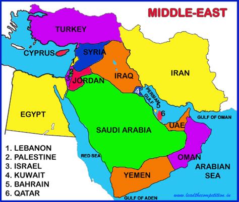 Map Of Countries In Middle East