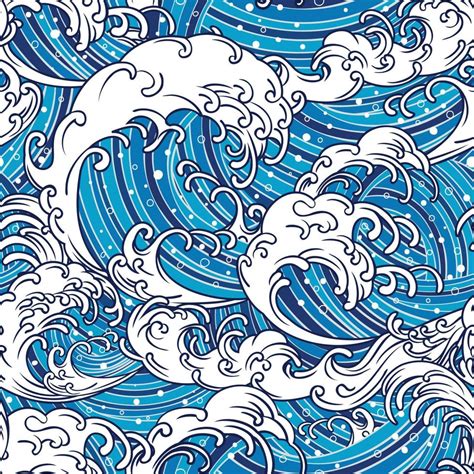 Japan Sea Waves Ukiyo-e Seamless Pattern 5948647 Vector Art at Vecteezy