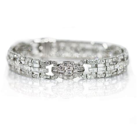 Vintage Platinum and Diamond Art Deco Bracelet, 10.5 carats | Vintage ...