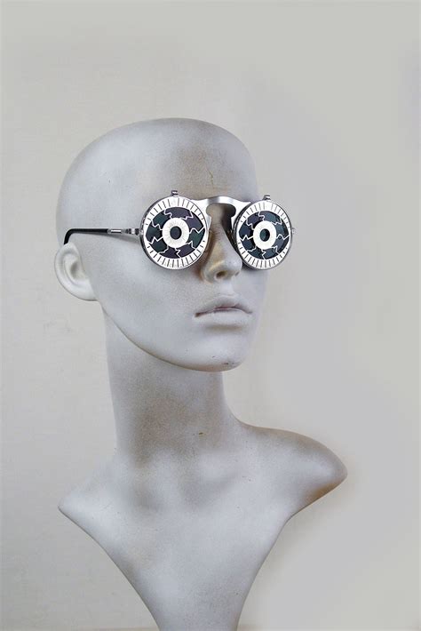 Round metal flip up sunglasses zombie Cosplay Psycho Eyes perforated ...