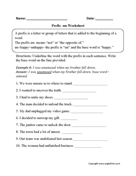 Prefixes Worksheet 25nd Grade – E Street Light