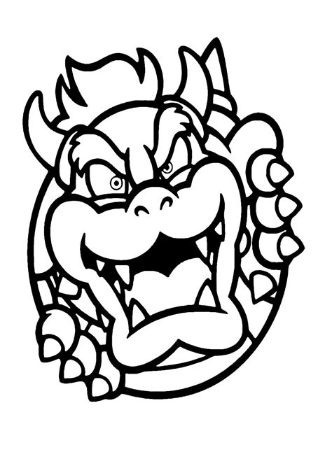 Bowser Face coloring page - Download, Print or Color Online for Free