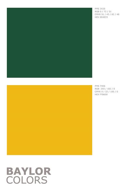 Baylor Sports Team Official Colors Palette Minimalist Mixed Media by ...