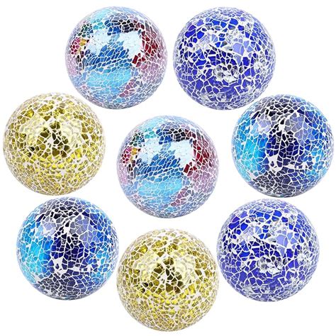 Buy 8 Pieces 8cm Mosaic Glass Orbs Balls Mosaic Sphere Glass Globe ...