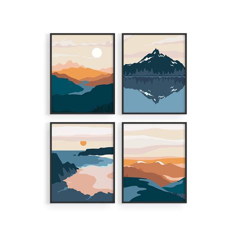 Buy HAUS AND HUES Nature Wall Art Prints Landscape ain Decor Mid ...