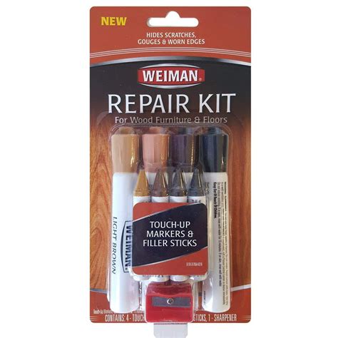 Wood Repair System Kit - 4 Filler Sticks 4 Touch Up Markers - Floor and Furniture Scratch Fix ...