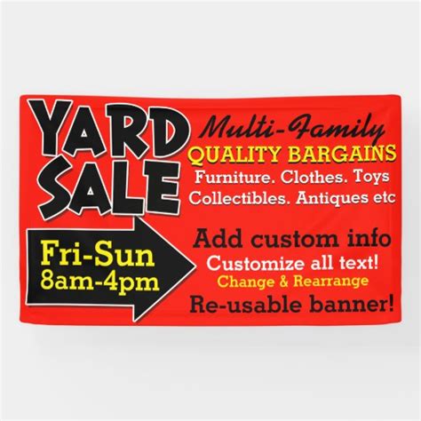 Reusable Yard Sale Garage Sale Promotional Banner | Zazzle.com