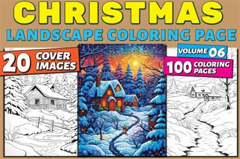 Christmas Landscape Adult Coloring Pages Graphic by WinSum Art ...