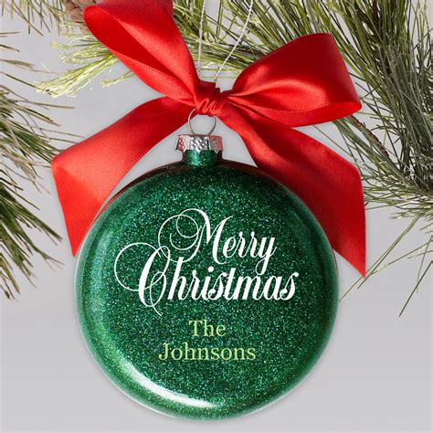 Personalized Merry Christmas Glass Holiday Ornament | GiftsForYouNow