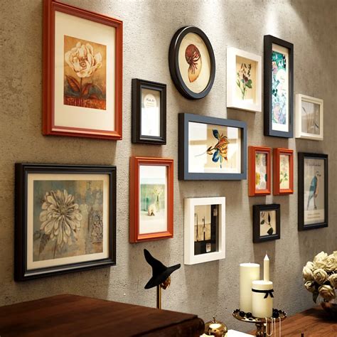 New Creative Multi colors European Style 14pcs Photo Frames Set Wooden Picture Frames ...