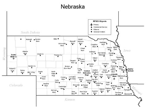 Nebraska Airports Map - Nebraska • mappery