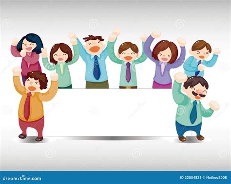 Cartoon Happy Office Workers Card Stock Vector - Image: 22504821