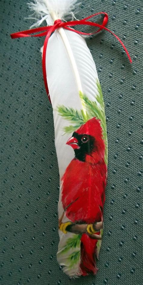 Turkey Feather Art Cardinal | Feather painting, Feather art, Feather crafts