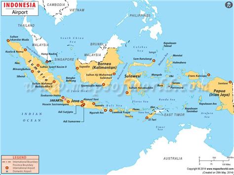 List and map of airports across Indonesia. | Map, Island map, Island