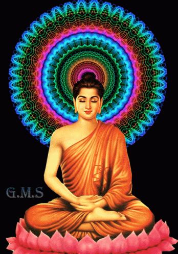 the buddha is sitting on top of a lotus flower in front of a black ...