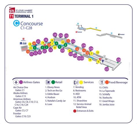 Lambert-St. Louis Airport(STL) Terminal Maps, Shops, Restaurants, Food Court 2024