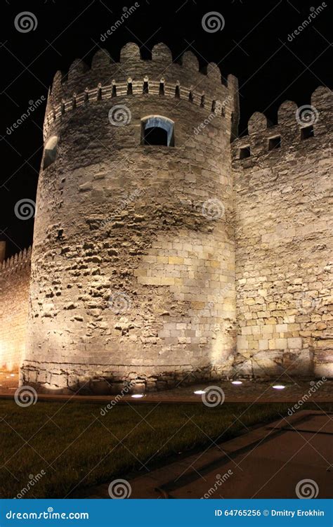 Azerbaijan. Baku. Veiw of City Streets. Old City at Night Editorial ...