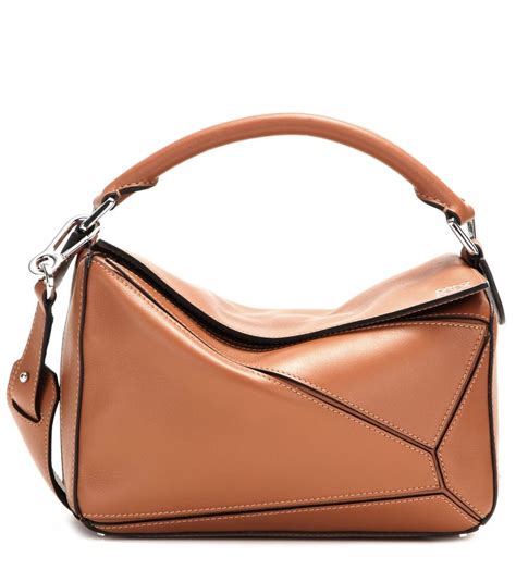 LOEWE Puzzle Small Leather Shoulder Bag, Gold | Leather shoulder bag, Large leather tote ...