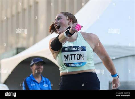 Brussels, Belgium. 7th Sep, 2023. Sarah Mitton of Canada reacts during the Women's Shot Put ...